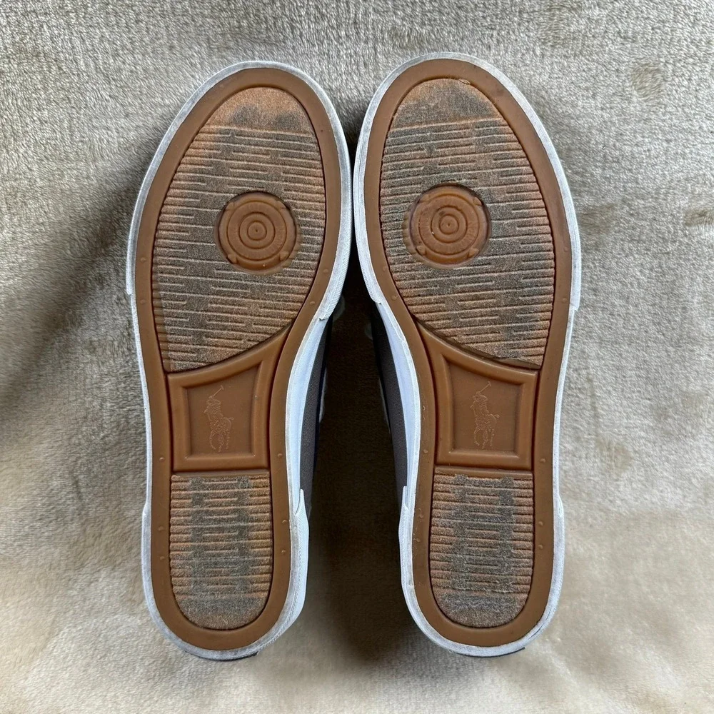 Polo Ralph Lauren Women's Lander‎ Canvas Boat Shoes Deck Shoes Gray/Blue Size 7D